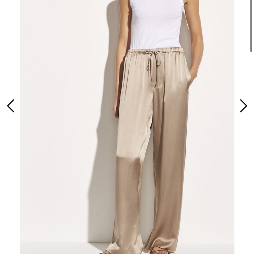 BNWT VINCE 100% silk pajama pant in Taupe